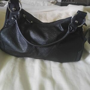 Elegant  Nine West Black Leather Hobo Style Shoulder Handbag